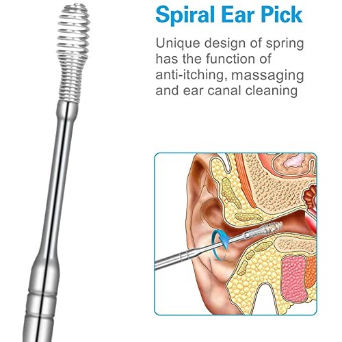 8 Pcs Innovative Spring Earwax Cleaner Tool Set, Ear Pick Earwax Removal Kit,...