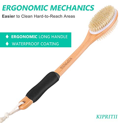 KIPRITII Ergonomically Back Scrubber for Shower - Double-Sided Back Brush Lon...