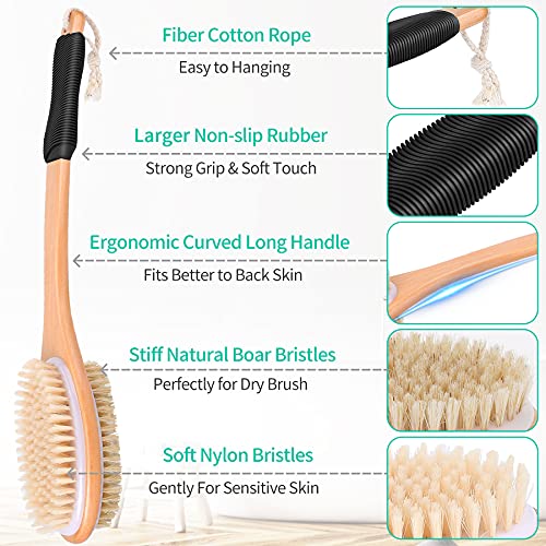 KIPRITII Ergonomically Back Scrubber for Shower - Double-Sided Back Brush Lon...
