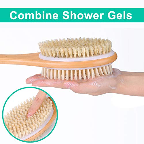 KIPRITII Ergonomically Back Scrubber for Shower - Double-Sided Back Brush Lon...