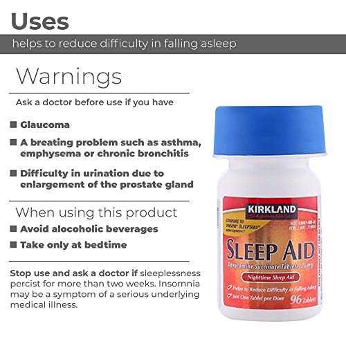 Kirkland Sleep Aid Doxylamine Succinate 25 mg 192 Tablets