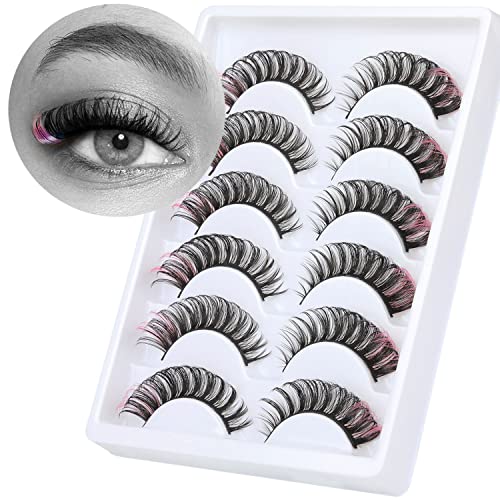 Russian Strip Lashes Colored False Eyelashes Natural Look Faux Mink Lashes Wi...