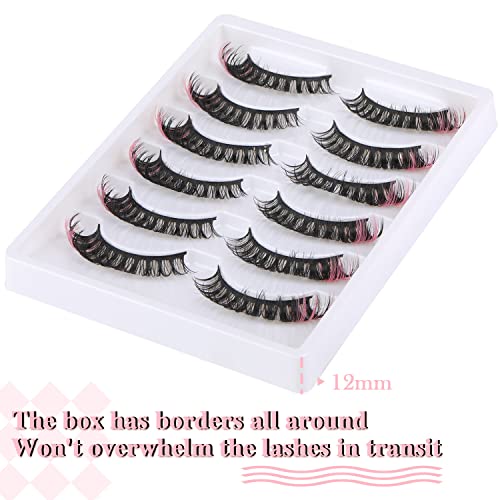 Russian Strip Lashes Colored False Eyelashes Natural Look Faux Mink Lashes Wi...