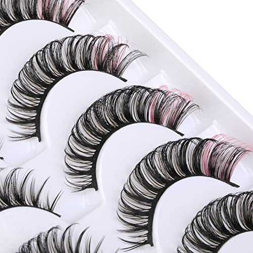 Russian Strip Lashes Colored False Eyelashes Natural Look Faux Mink Lashes Wi...