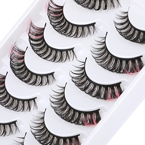 Russian Strip Lashes Colored False Eyelashes Natural Look Faux Mink Lashes Wi...