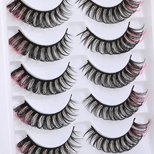 Russian Strip Lashes Colored False Eyelashes Natural Look Faux Mink Lashes Wi...