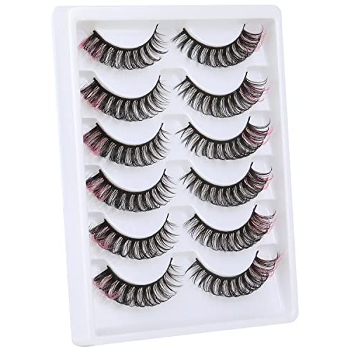 Russian Strip Lashes Colored False Eyelashes Natural Look Faux Mink Lashes Wi...