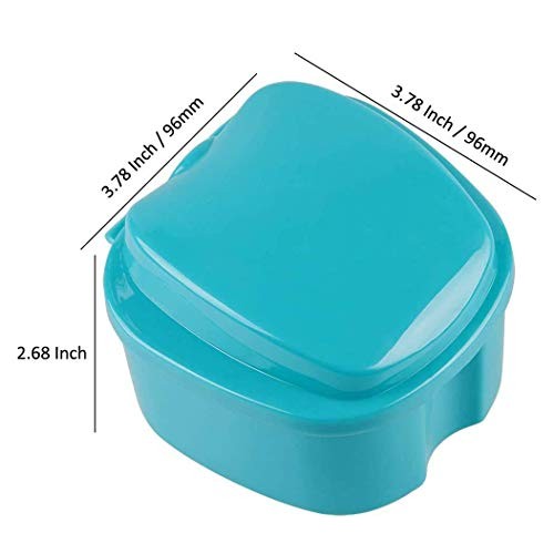 2 Pack Colors Denture Bath Case Cup Box Holder Storage Soak Container with St...