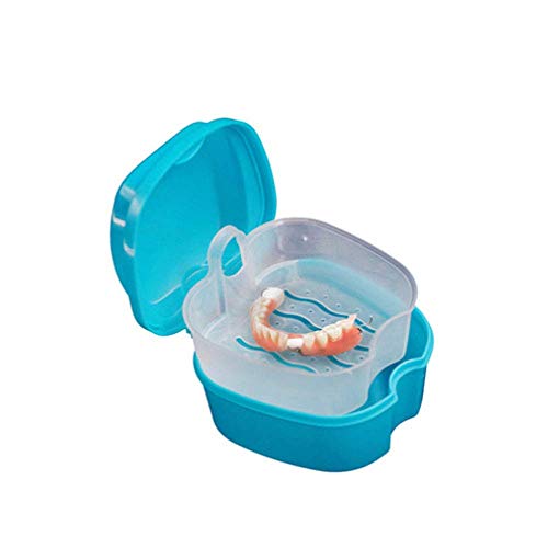 2 Pack Colors Denture Bath Case Cup Box Holder Storage Soak Container with St...