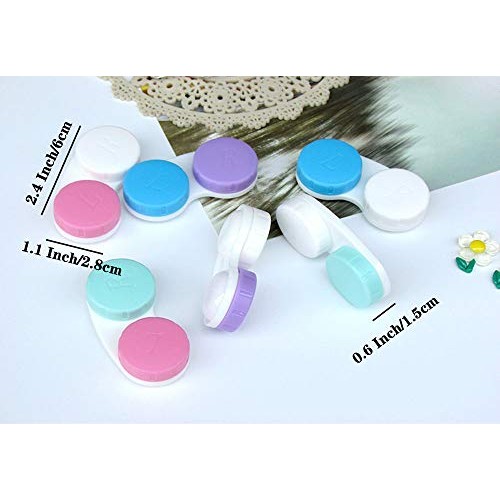 KISEER 12 Pack Colorful Contact Lens Case Bulk Box Holder Container Soak Stor...