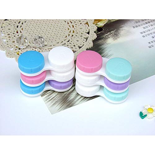 KISEER 12 Pack Colorful Contact Lens Case Bulk Box Holder Container Soak Stor...