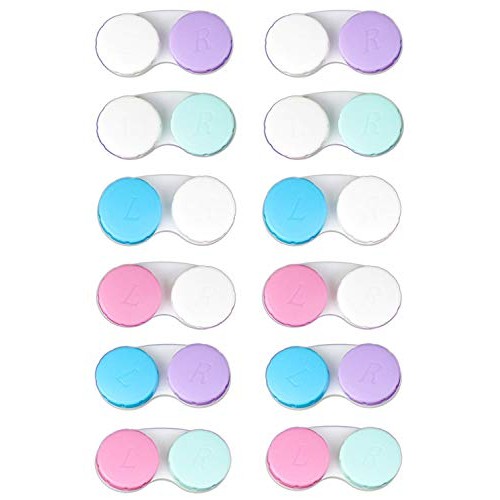 KISEER 12 Pack Colorful Contact Lens Case Bulk Box Holder Container Soak Stor...