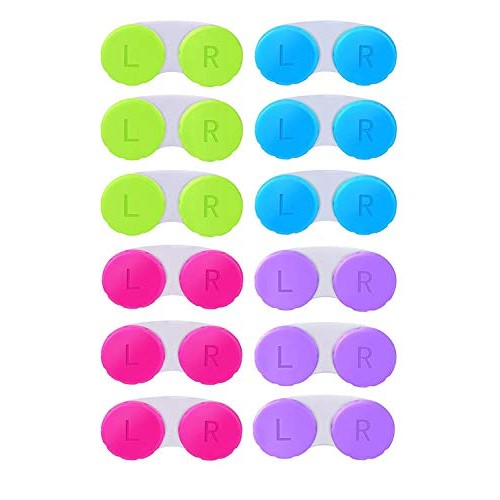KISEER 12 Pack Colourful Contact Lens Case Box Holder Container Soak Storage Kit