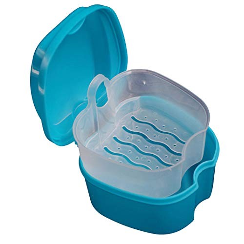 KISEER 2 Pack Colors Denture Bath Case Cup Box Holder Storage Soak Container ...
