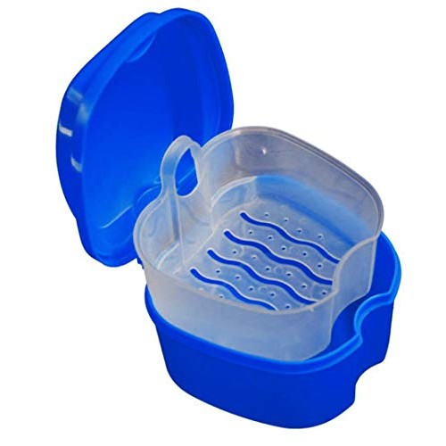 KISEER 2 Pack Colors Denture Bath Case Cup Box Holder Storage Soak Container ...