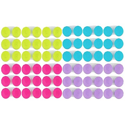 KISEER 36 Pack Colorful Cute Contact Lens Case Bulk Box Holder Container Soak...