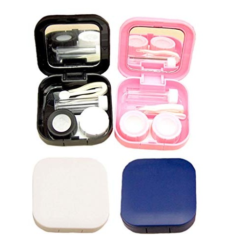 KISEER Contact Lens Case, 4 Pcs Mini Travel Plastic Contact Lens Box Holder C...