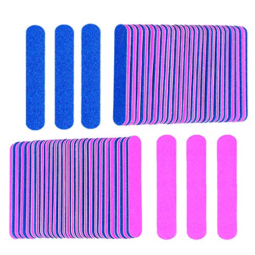 KISEER Mini Nail Files Bulk, 100 Pcs Disposable Double Sided Emery Boards Tra...