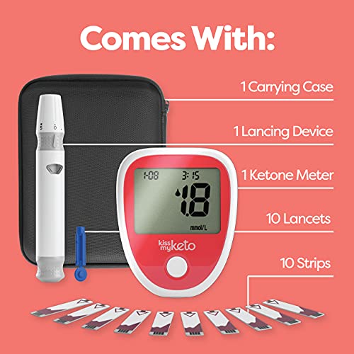 Kiss My Keto Blood Meter Kit for Ketosis Testing — 1 x Keto Meter (Pre-Calibr...