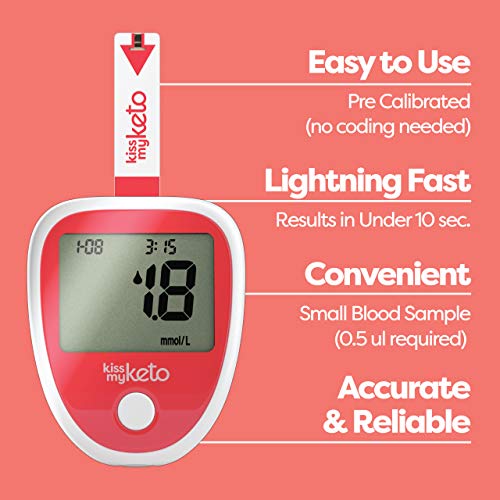 Kiss My Keto Blood Meter Kit for Ketosis Testing — 1 x Keto Meter (Pre-Calibr...