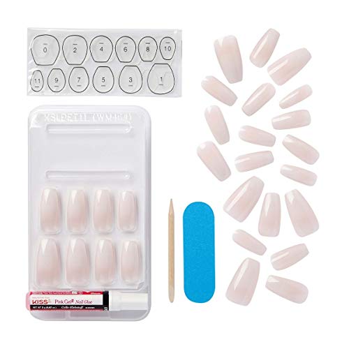 KISS Classy French Nail Manicure Kit with Gel Finish, Long, Coffin Shaped, “B...