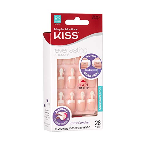 KISS Everlasting French Nail Kit Pearl Real Short Length EF09 (1 PACK)
