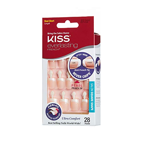 KISS Everlasting French Nail Kit Pearl Real Short Length EF09 (1 PACK)