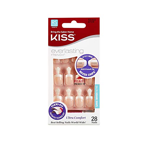 KISS Everlasting French Nail Kit Pearl Real Short Length EF09 (1 PACK)