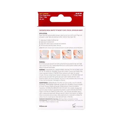 Kiss Everlasting French Nail Manicure, Chip-Free with Flexi-Fit Technology, R...