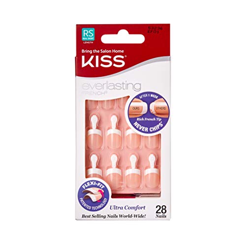 Kiss Everlasting French Nail Manicure, Chip-Free with Flexi-Fit Technology, R...