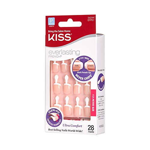 KISS Everlasting French Nails Kit, Petite Length 28 nails EFP01 (1 PACK)