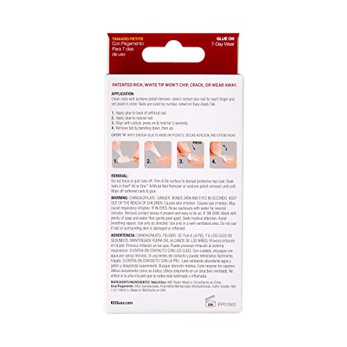 KISS Everlasting French Nails Kit, Petite Length 28 nails EFP01 (1 PACK)