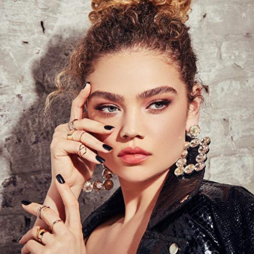 KISS Gel Fantasy Ready-to-Wear Press-On Gel Nails, “Aim High”, Short, Black, ...