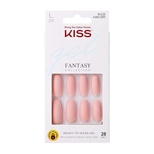 KISS Gel Fantasy Ready-to-Wear Press-On Gel Nails, “All About You”, Long, Pin...