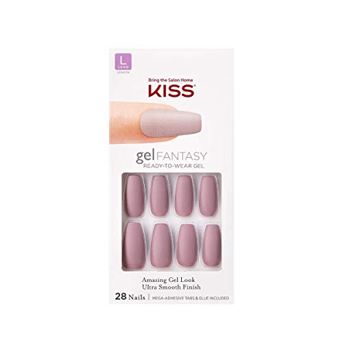 KISS Gel Fantasy Ready-to-Wear Press-On Gel Nails, “Stick Together”, Long, Da...