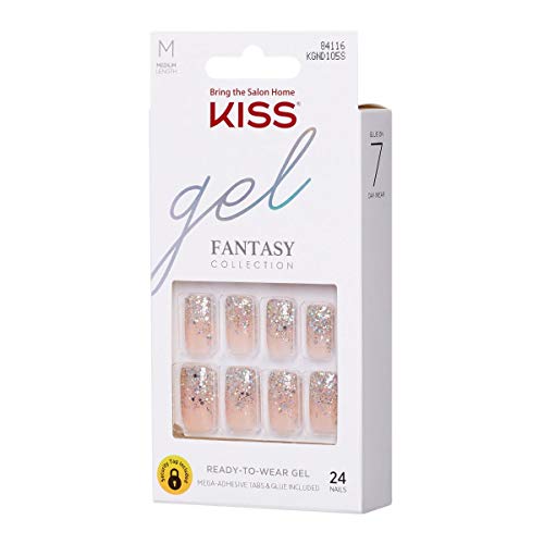 KISS Gel Fantasy Ready-to-Wear Press-On/Glue-On Gel Nails, Style “I Feel You”...
