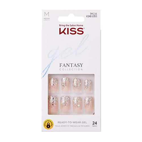 KISS Gel Fantasy Ready-to-Wear Press-On/Glue-On Gel Nails, Style “I Feel You”...