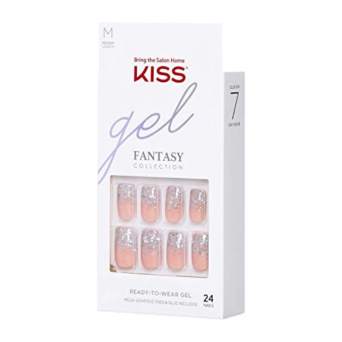 KISS Gel Fantasy Ready-to-Wear Press-On/Glue-On Gel Nails, Style “Warning Sig...