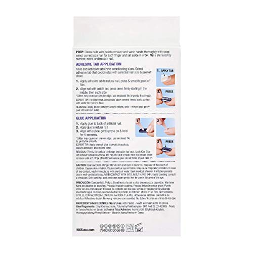 KISS Gel Fantasy Ready-to-Wear Press-On/Glue-On Gel Nails, Style “Warning Sig...
