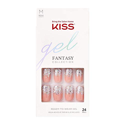 KISS Gel Fantasy Ready-to-Wear Press-On/Glue-On Gel Nails, Style “Warning Sig...