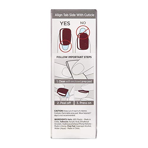 KISS imPRESS Color Press-On Manicure, Gel Nail Kit, PureFit Technology, Short...