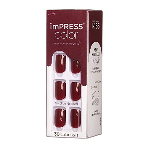 KISS imPRESS Color Press-On Manicure, Gel Nail Kit, PureFit Technology, Short...