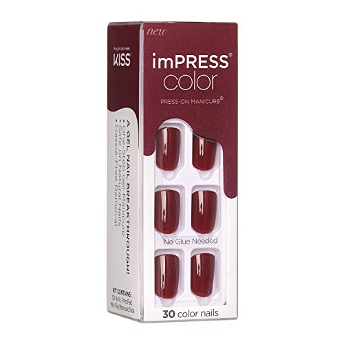 KISS imPRESS Color Press-On Manicure, Gel Nail Kit, PureFit Technology, Short...