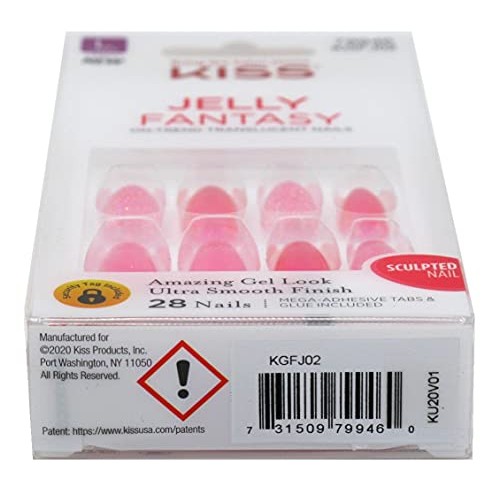Kiss Jelly Fantasy 28 Count Dark Pink Long Length (Pack of 3)