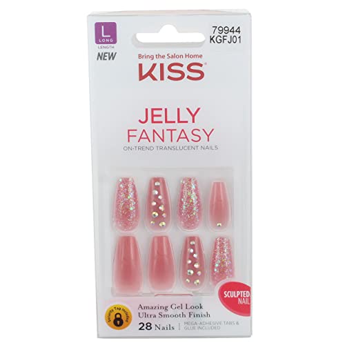 Kiss Jelly Fantasy 28 Count Rosey Long Length (Pack of 6)