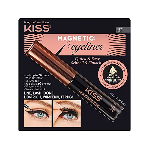KISS Magnetic Eyeliner, Black, 0.16 Ounce, Smudge Proof, Biotin Infused, Free...