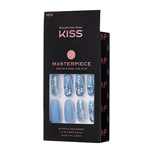 KISS Masterpiece One-Of-A-Kind Luxe Mani, Long Length, Premium Acrylic Fake N...