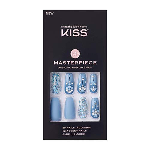 KISS Masterpiece One-Of-A-Kind Luxe Mani, Long Length, Premium Acrylic Fake N...