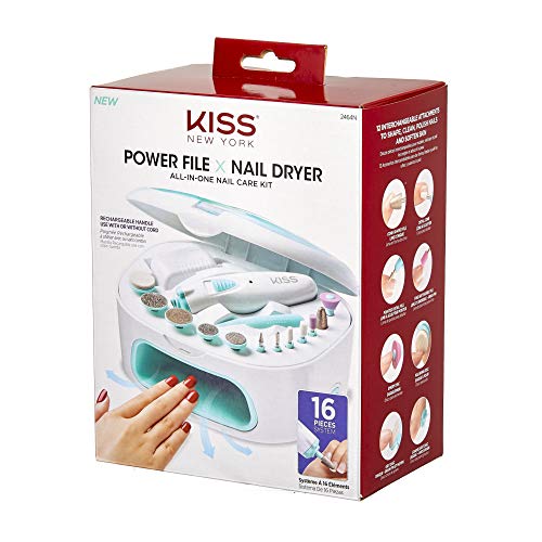 KISS Power File X Nail Dryer, All-In-One Nail Care Kit (2464N)