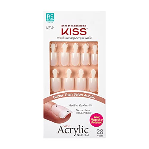 KISS Salon Acrylic Natural Nails, “Brief Encounter”, Real Short, Ultra-Smooth...